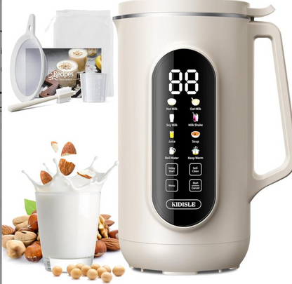 8-in-1 Multifunctional Automatic Nut Milk Machine&Coffee Maker, 32oz Auto Self-Cleaning, Delay Start, Keep Warm, Boil Water – Stainless Steel, Black/White