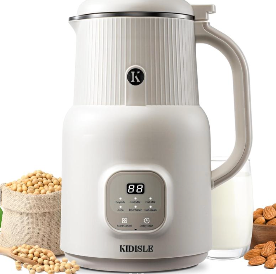 8-in-1 Multifunctional Automatic Nut Milk Machine&Coffee Maker, 32oz Auto Self-Cleaning, Delay Start, Keep Warm, Boil Water – Stainless Steel, Black/White